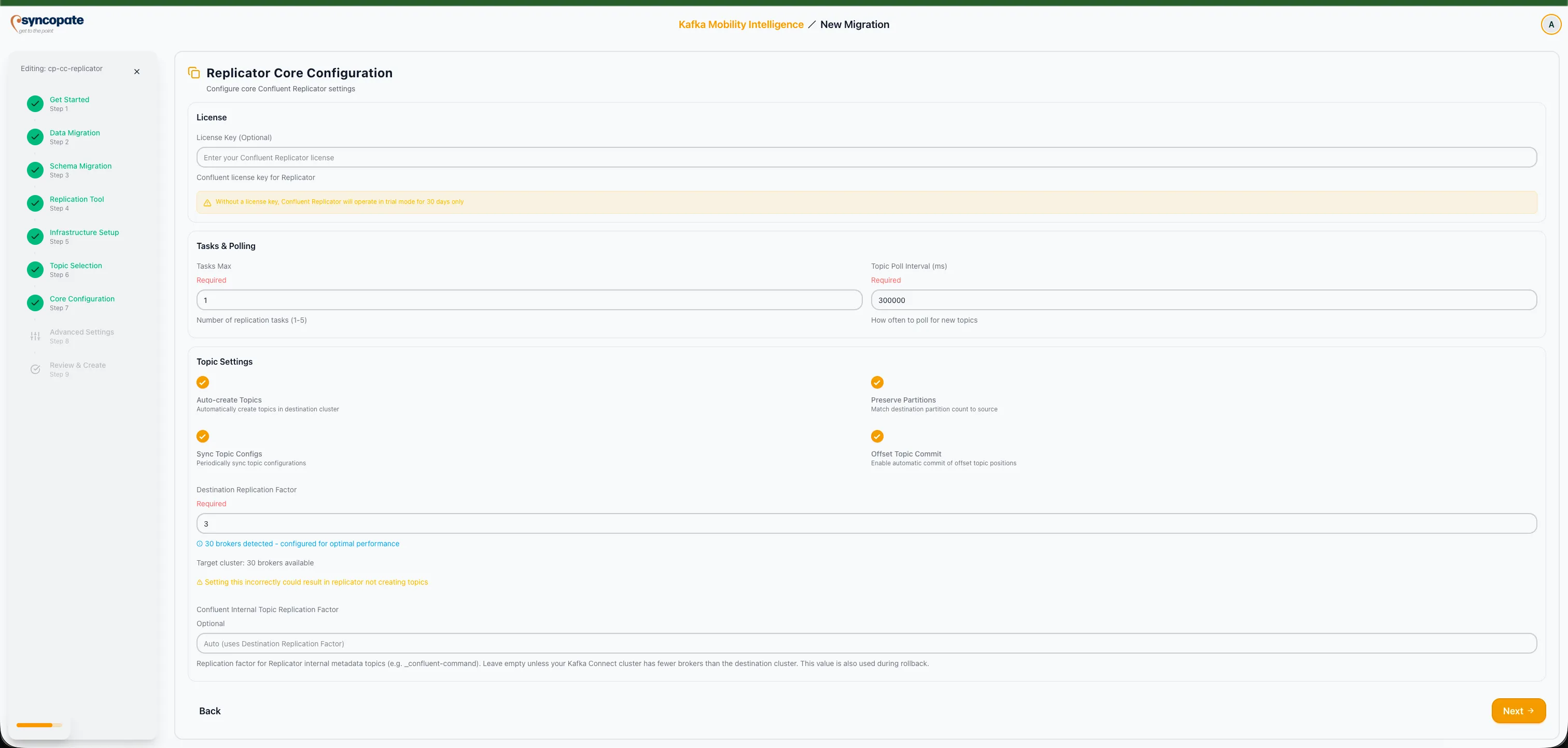 Replicator core configuration