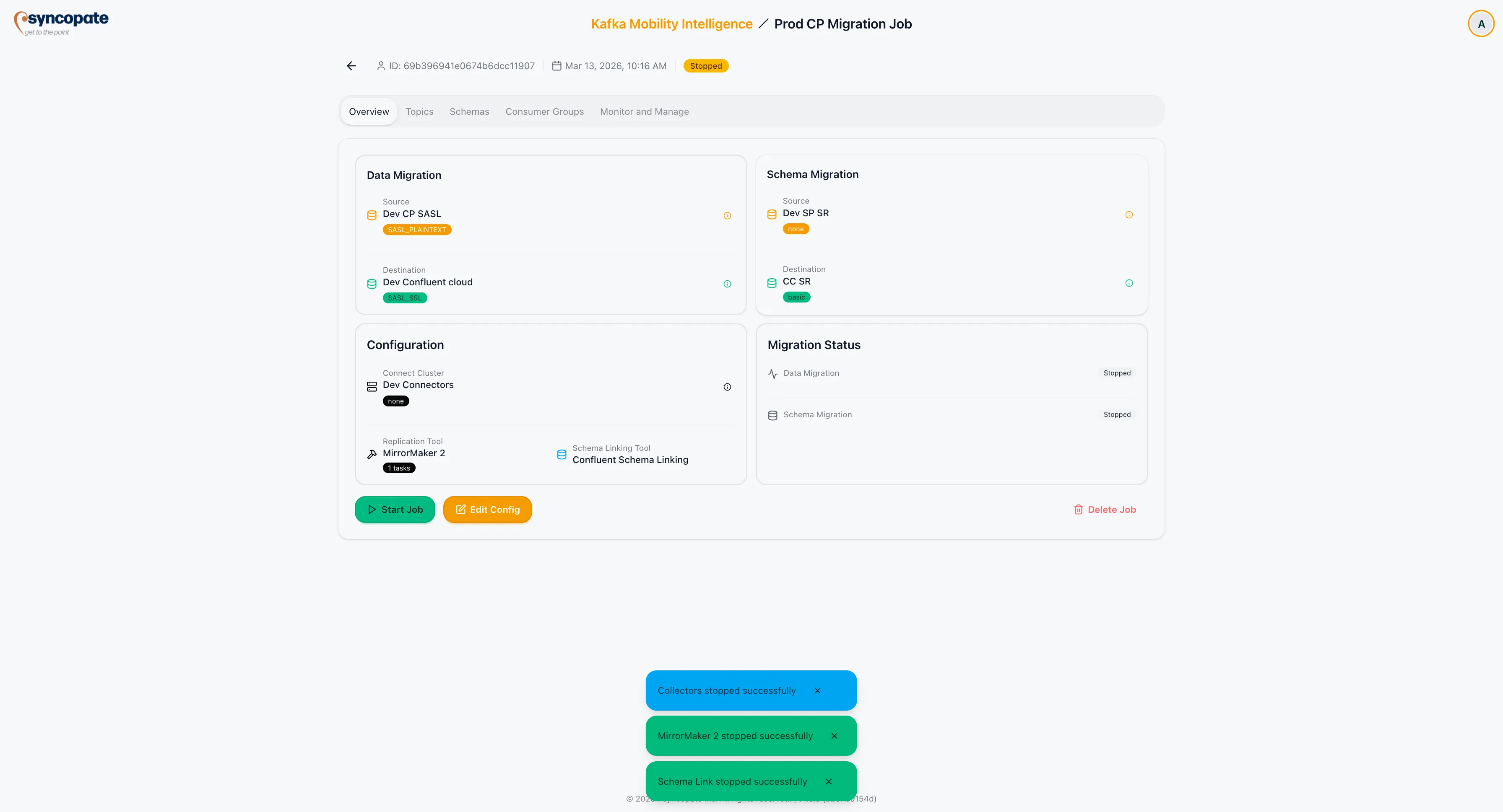 Job stopped confirmation