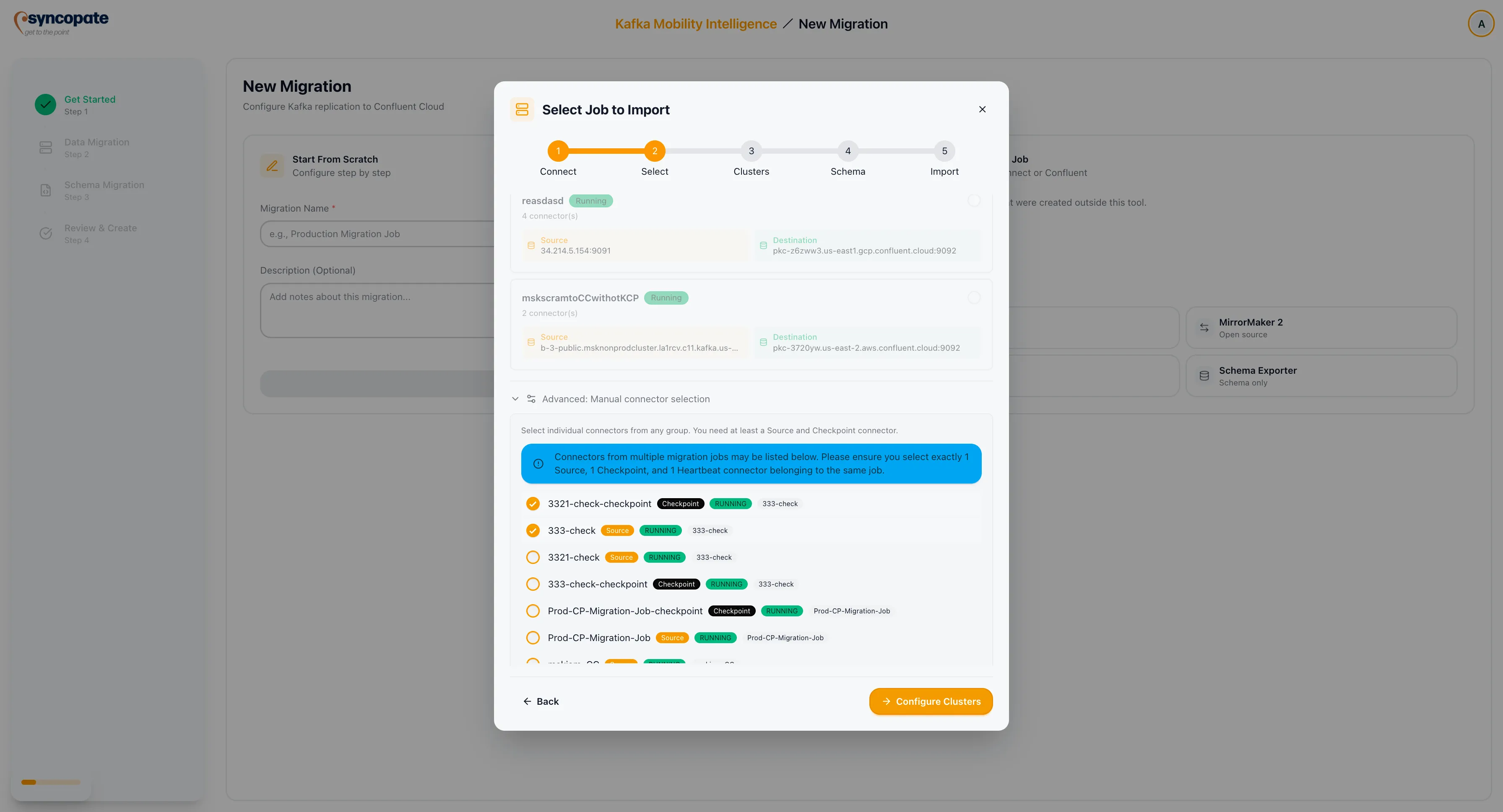 Auto-grouped connectors with type indicators