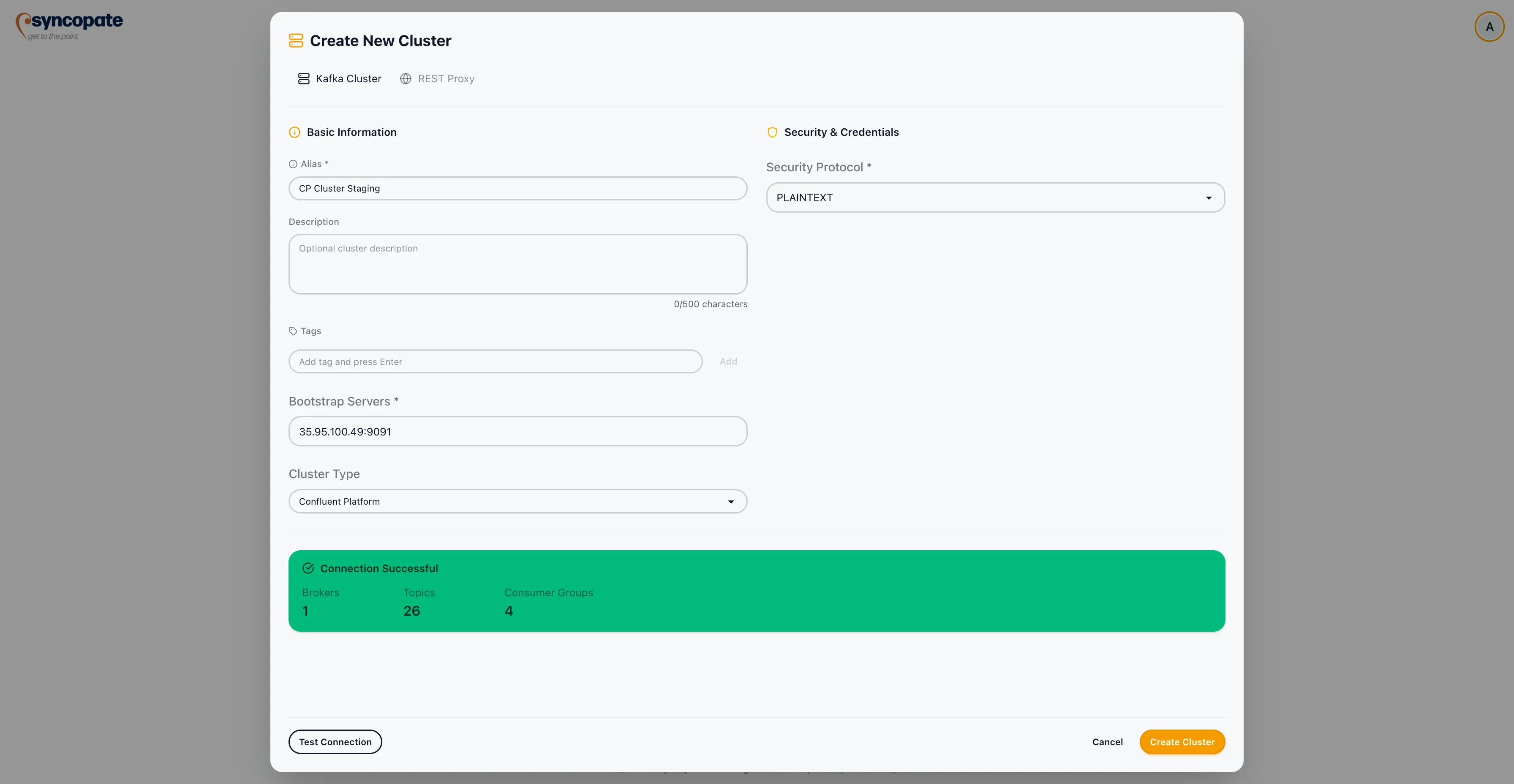 PLAINTEXT configuration
