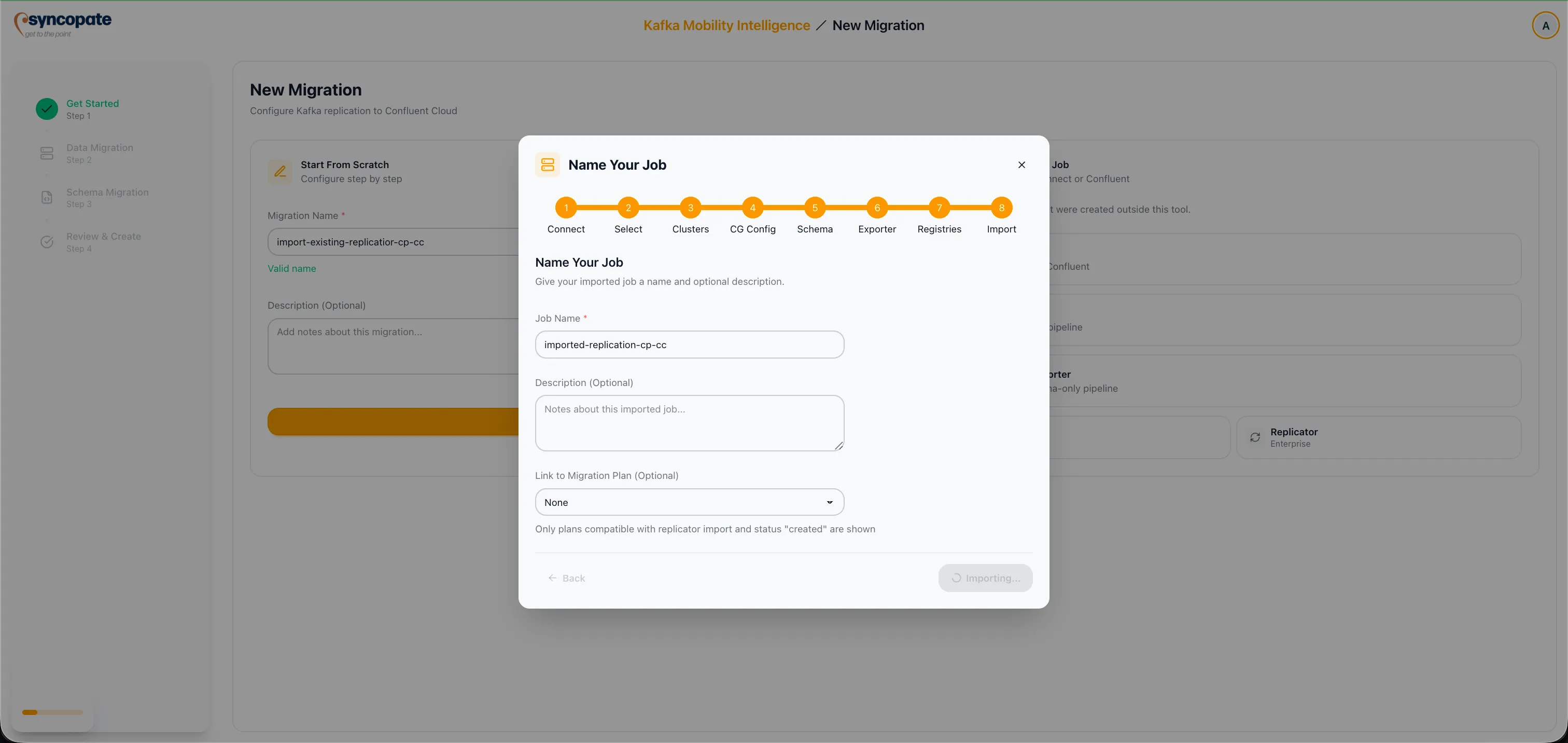 Job name and migration plan entry