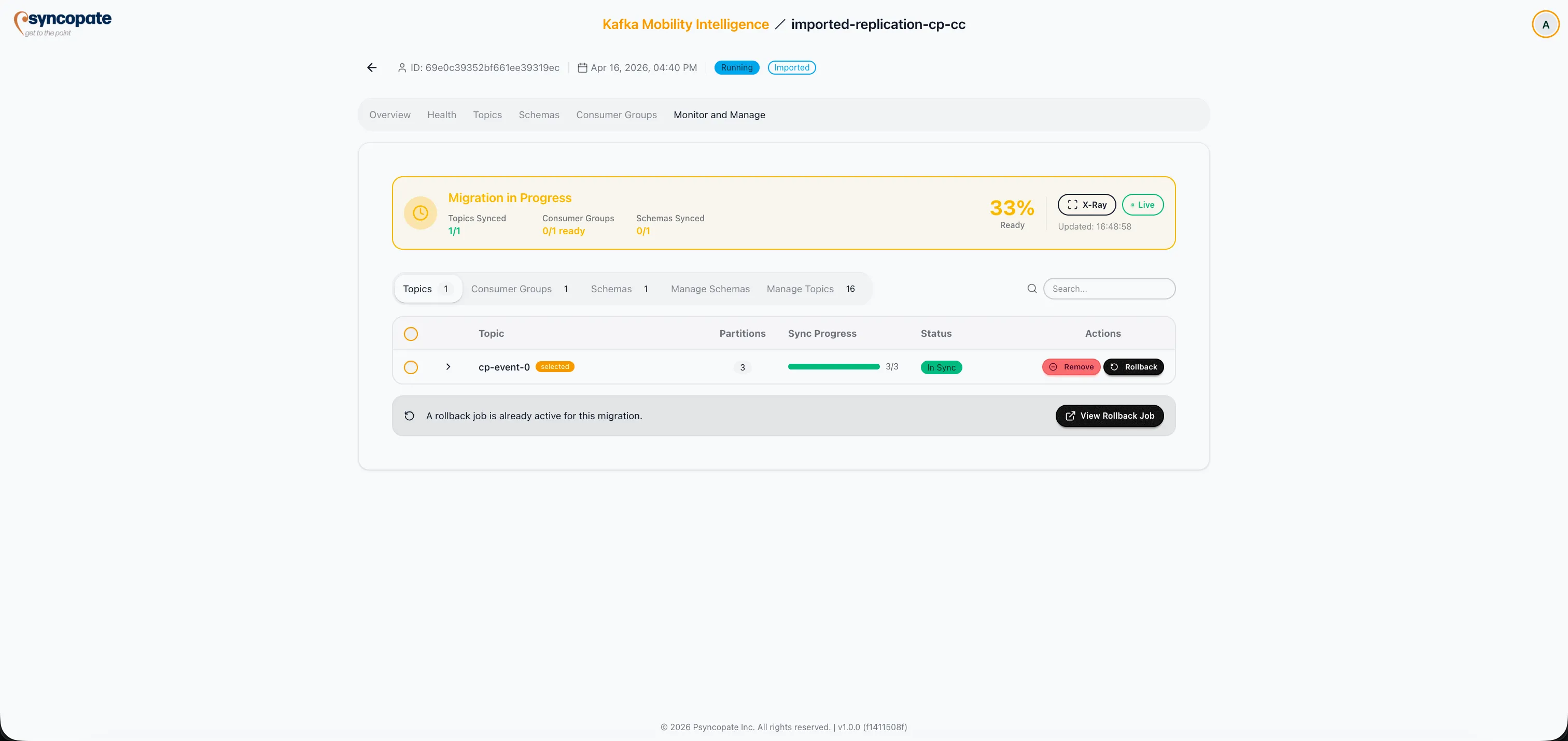 Start Monitoring confirmation