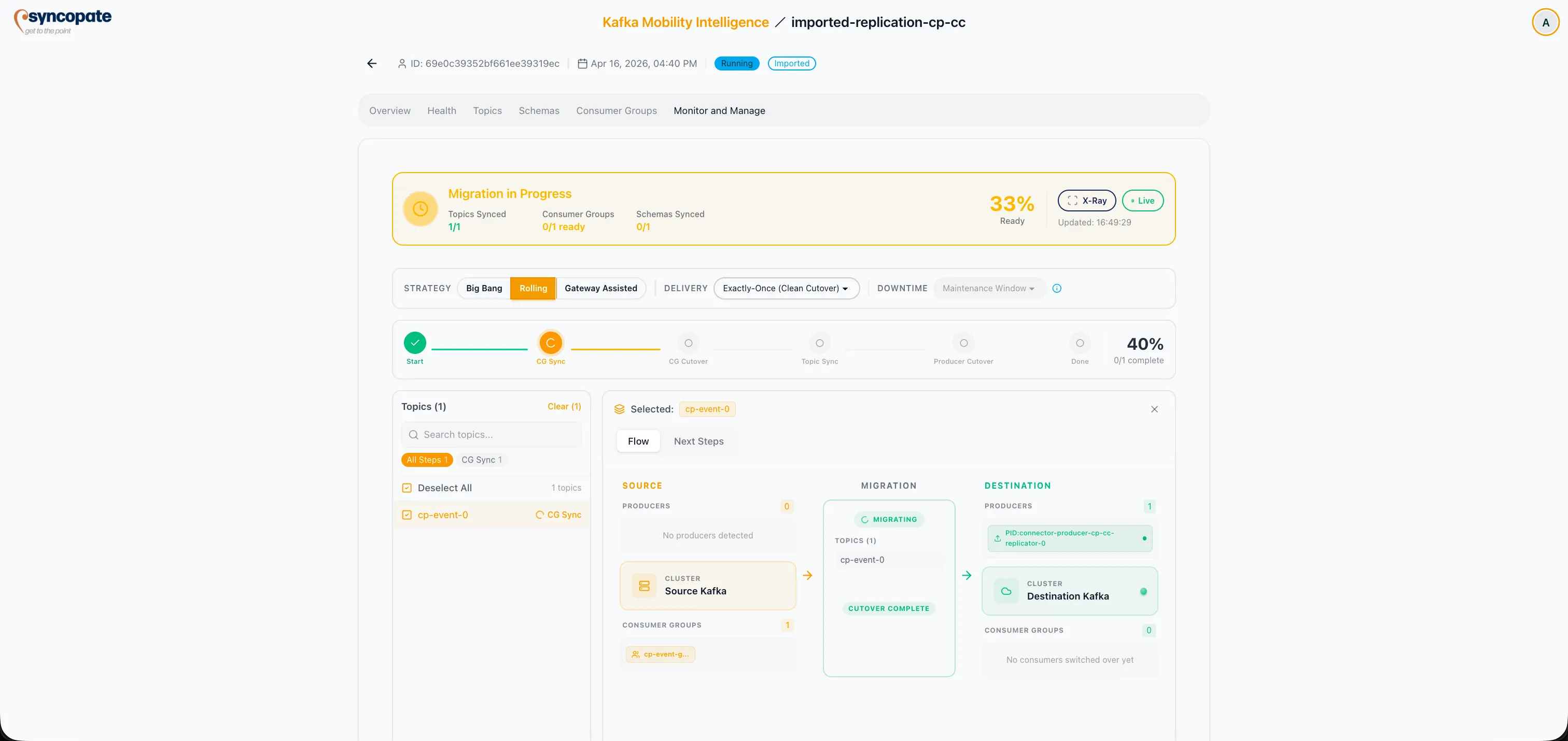 Imported Replicator job on the Dashboard