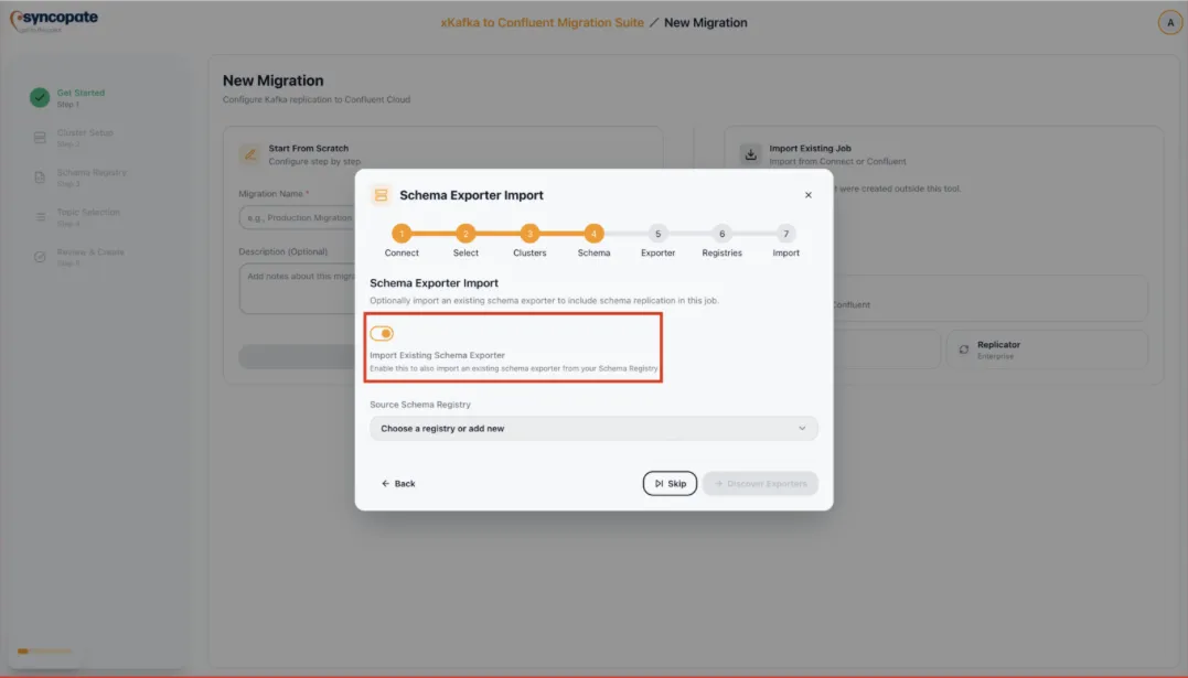 Destination cluster configuration