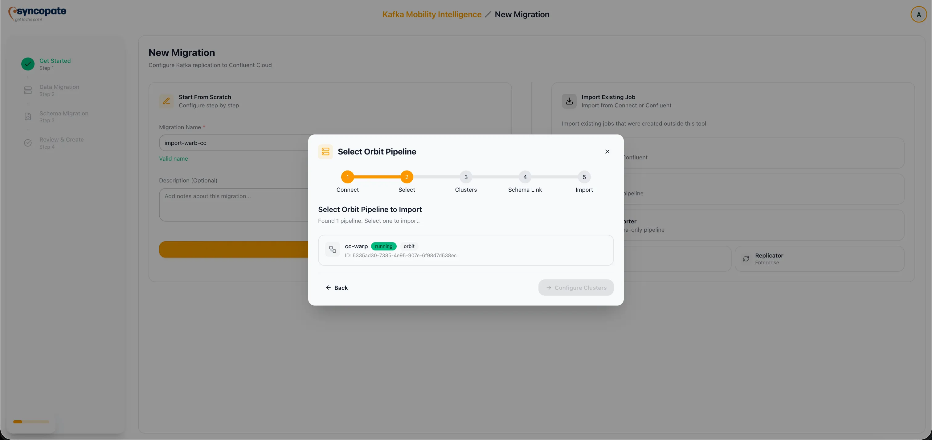 Orbit Pipeline selection from discovered list