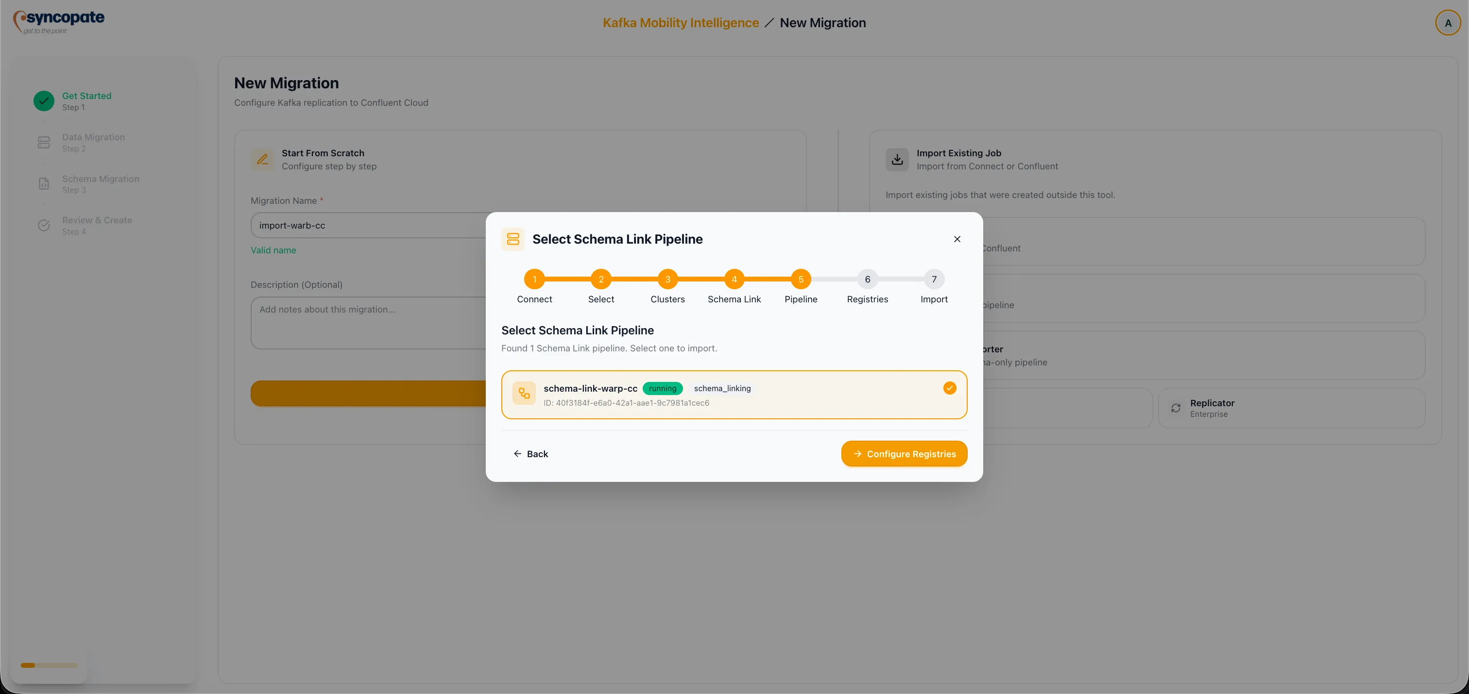 Schema Link Pipeline discovery and selection