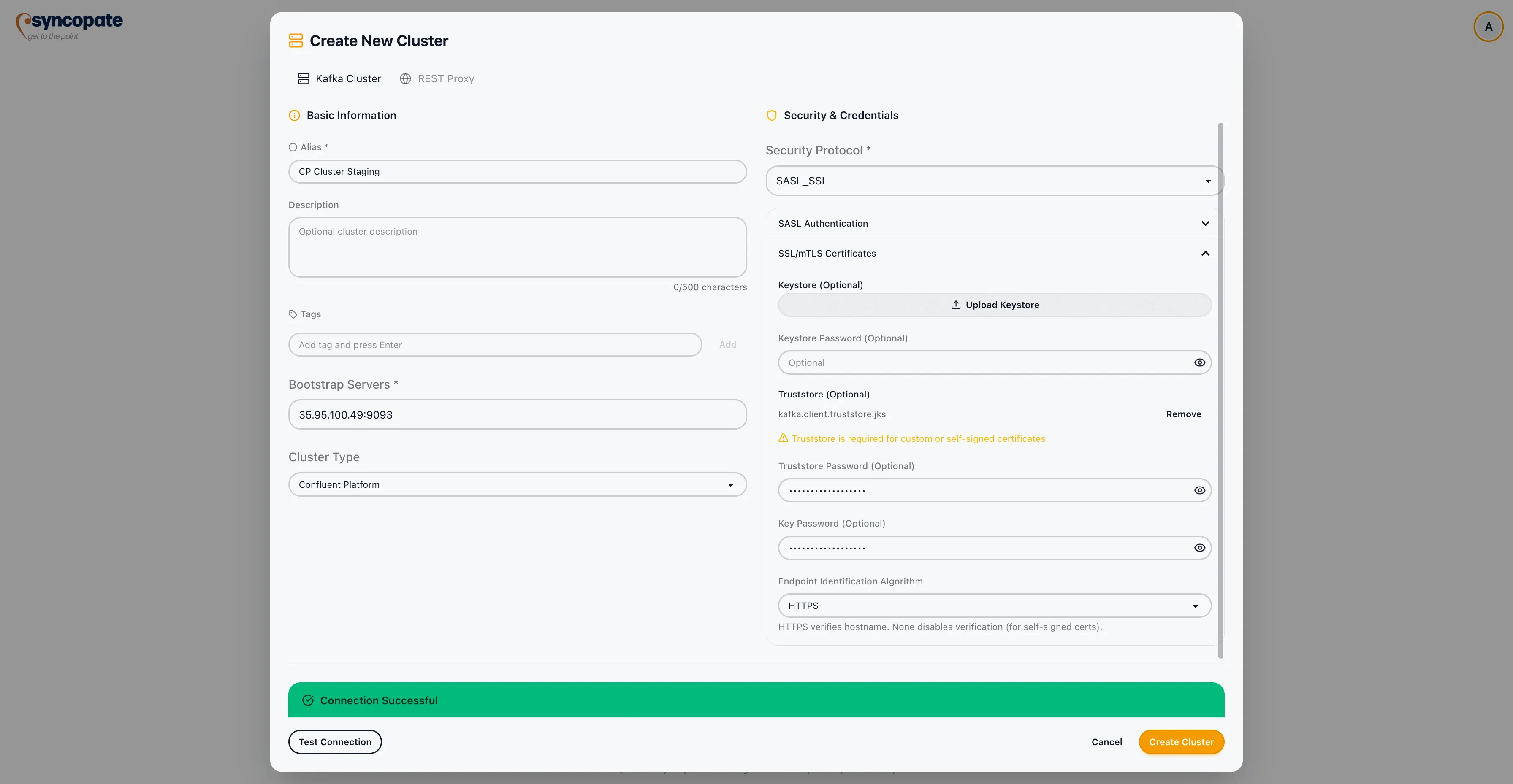 SASL_SSL additional options