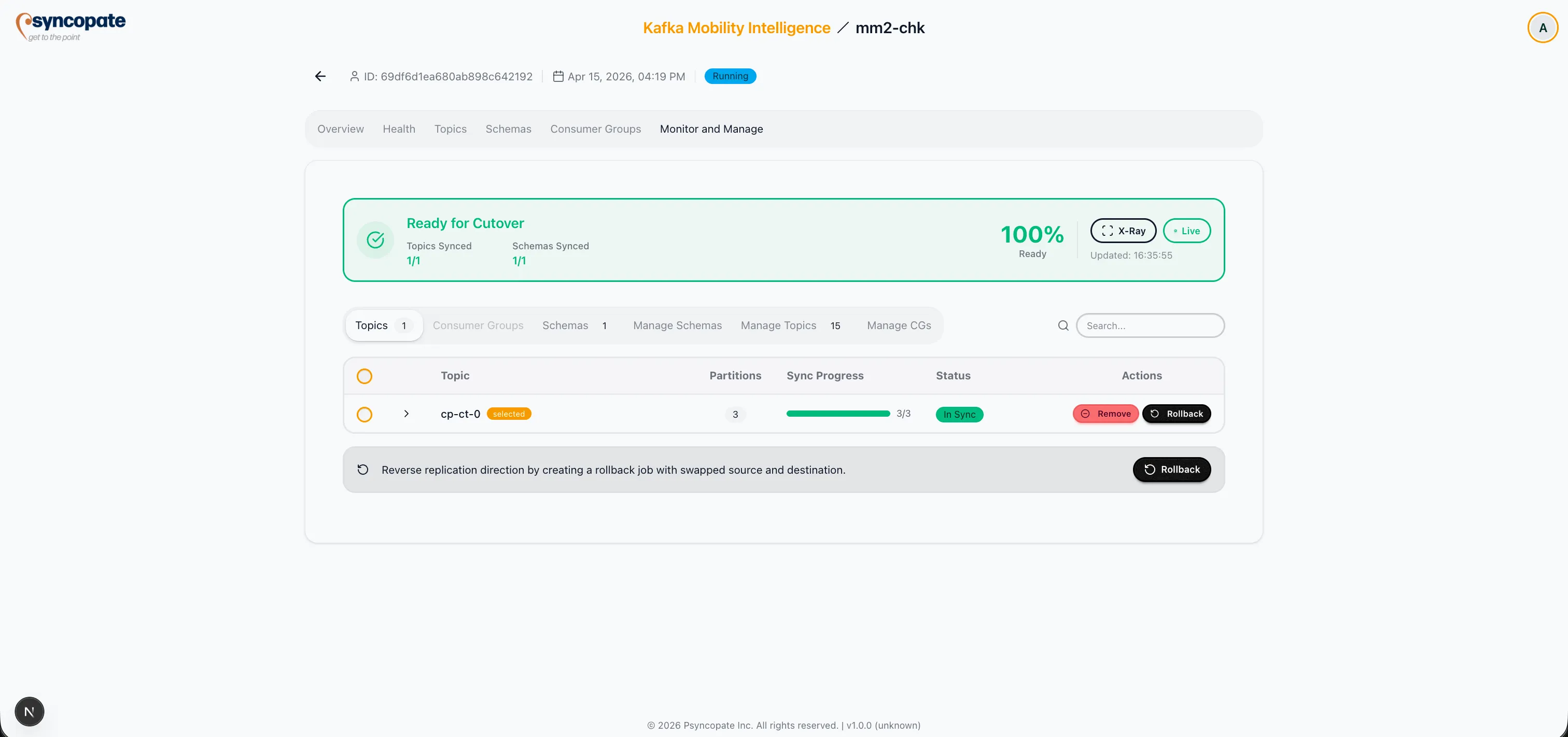 Expanded partition details for a topic