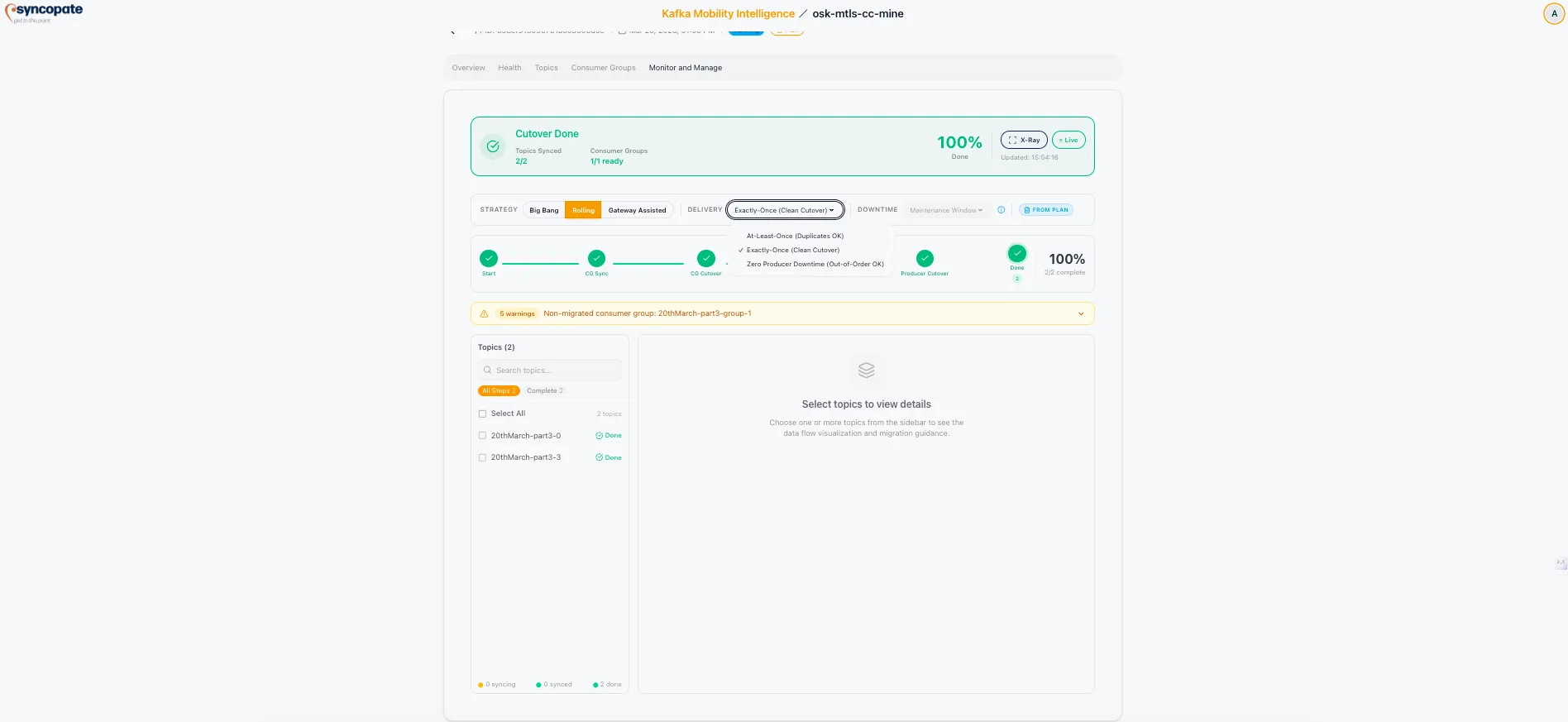 Delivery type configuration