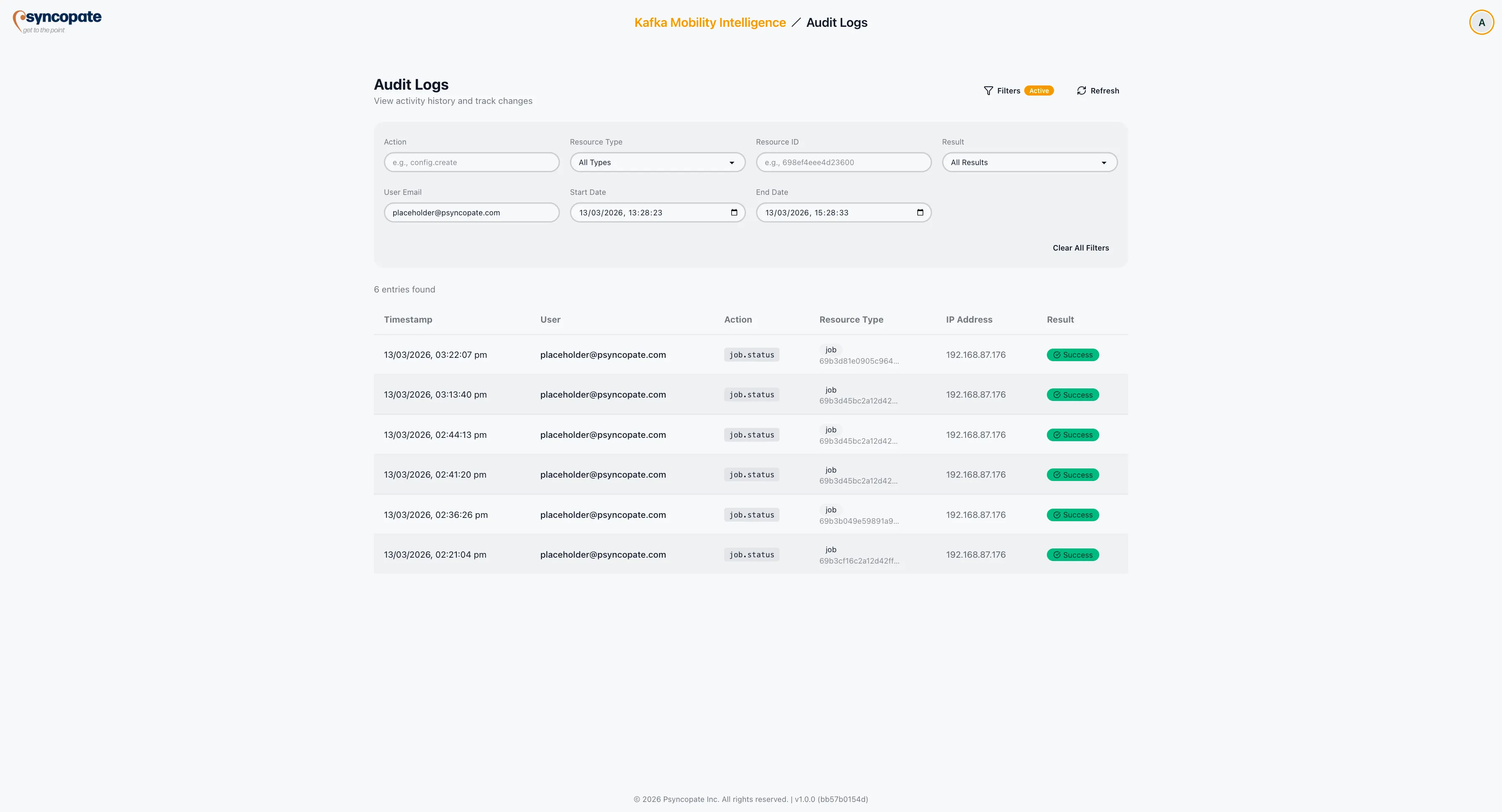 Expanded audit log entry with full details