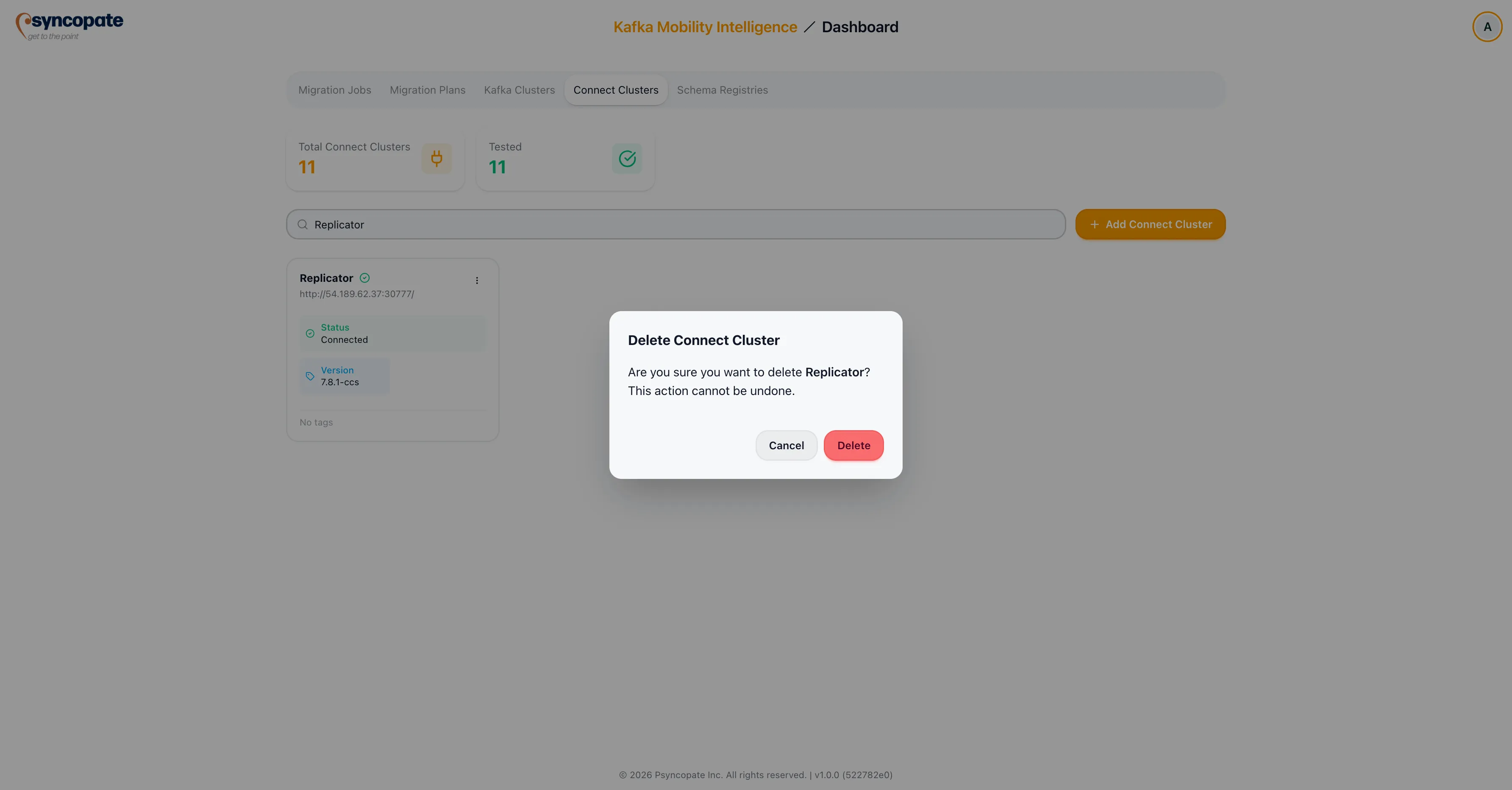 Delete confirmation dialog