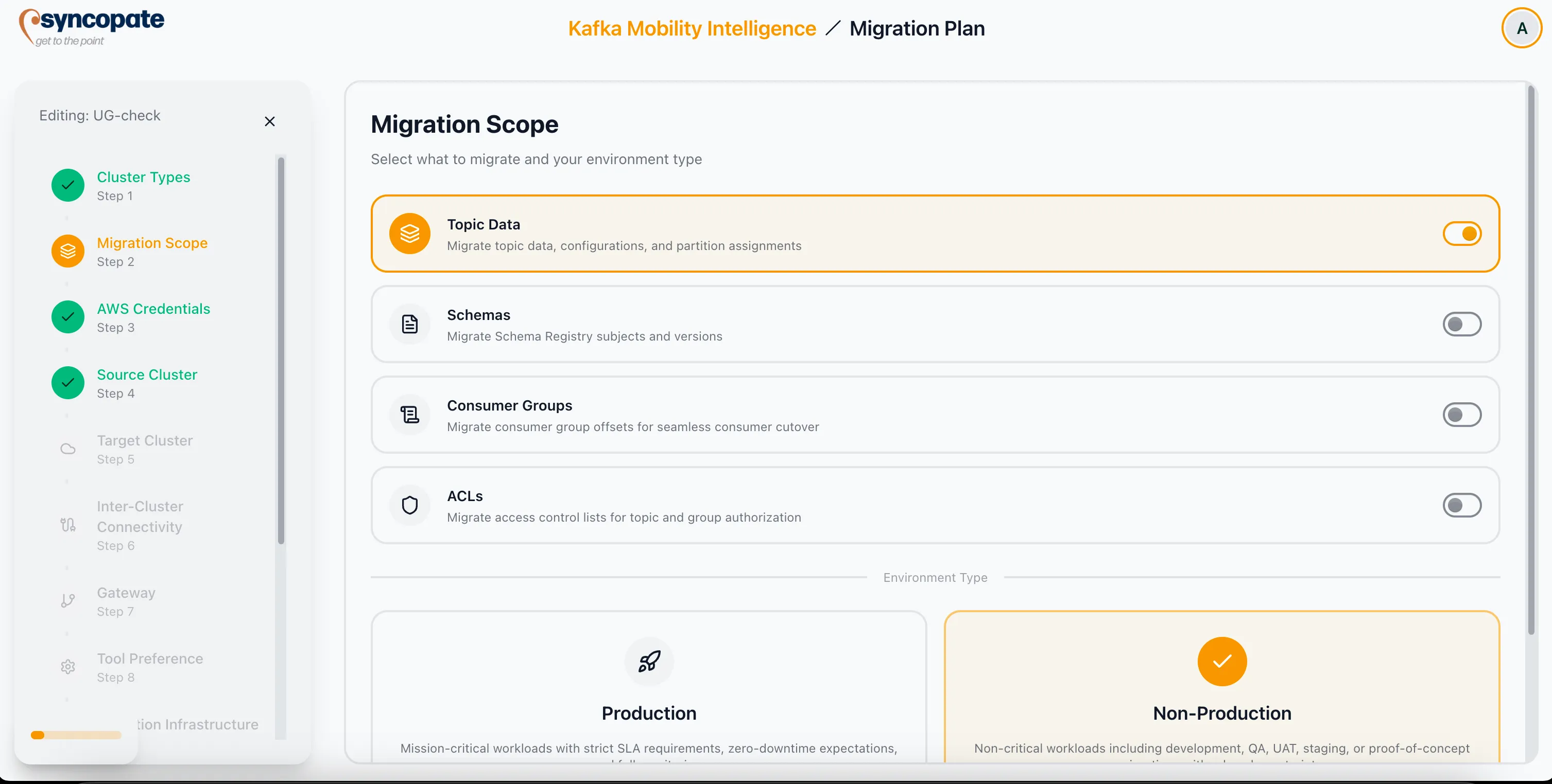 Migration scope selection