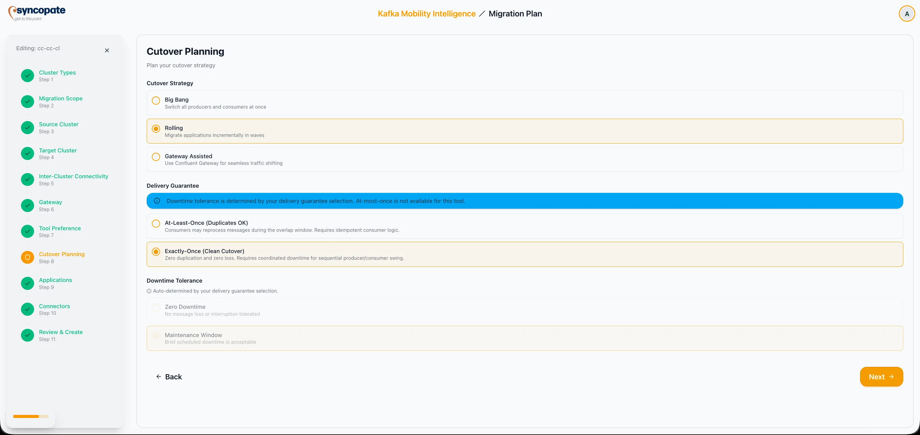 Cutover planning configuration