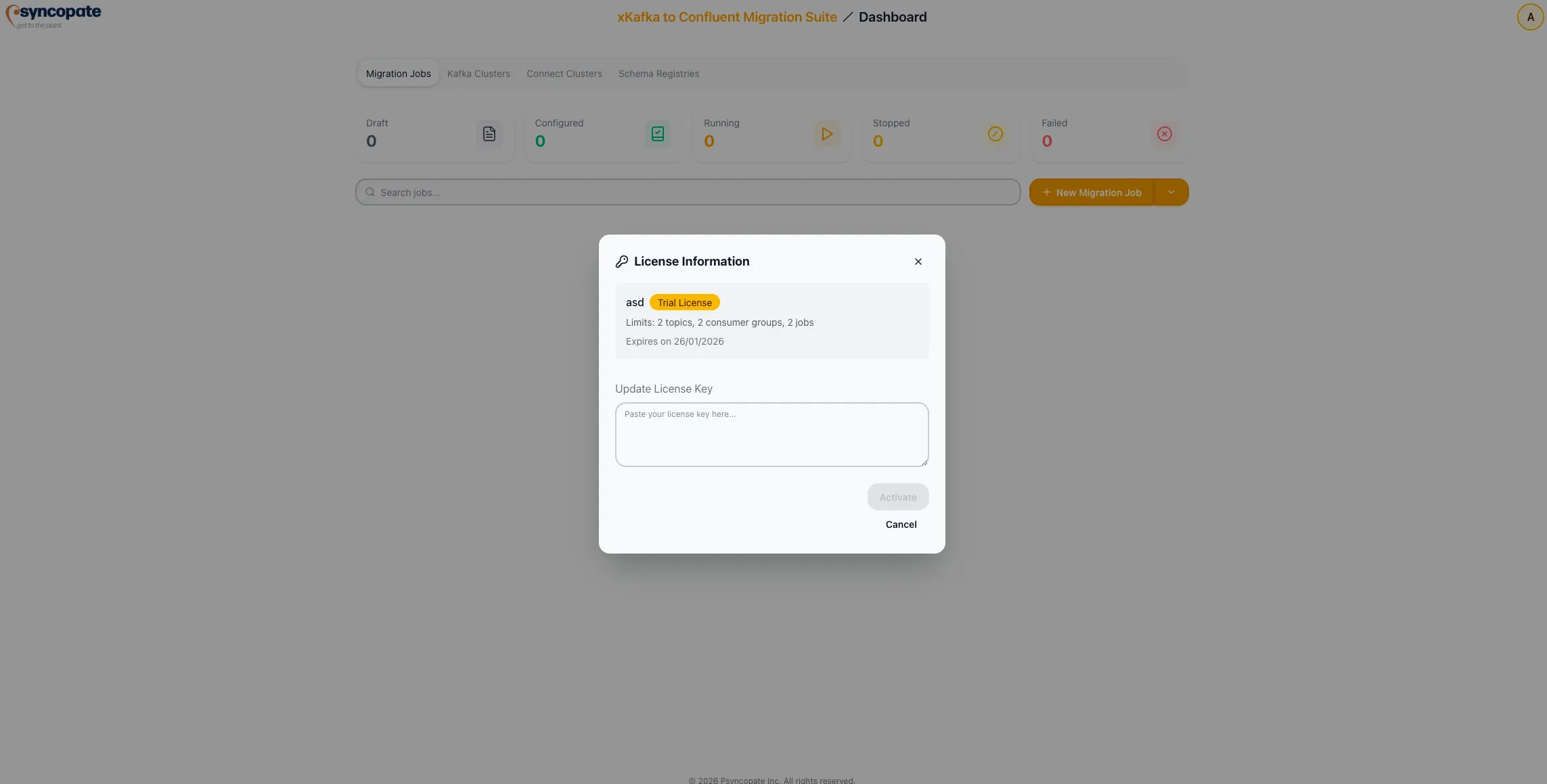 Trial license details
