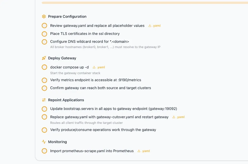 Gateway deployment checklist
