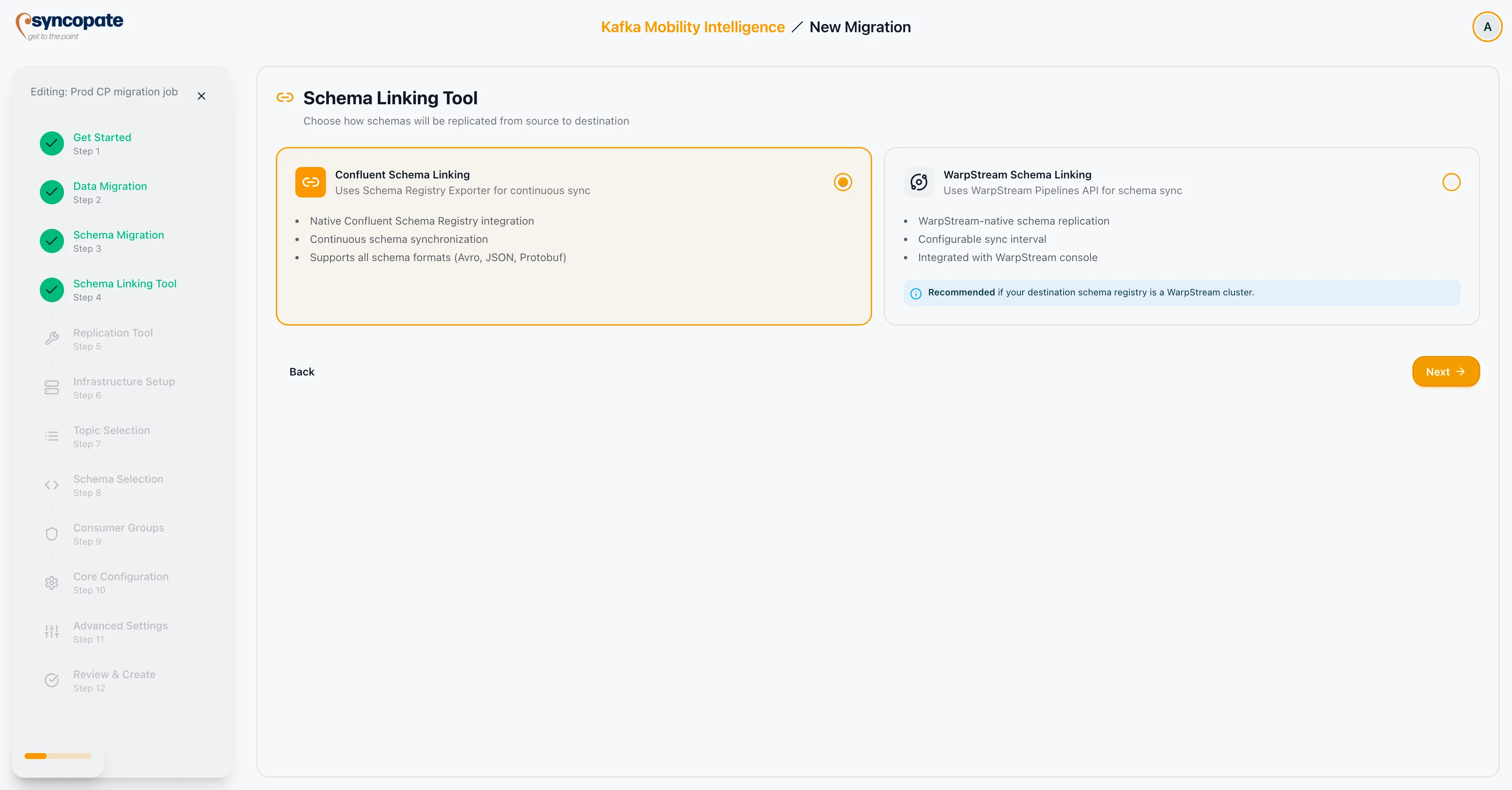 Confluent Schema Linking configuration