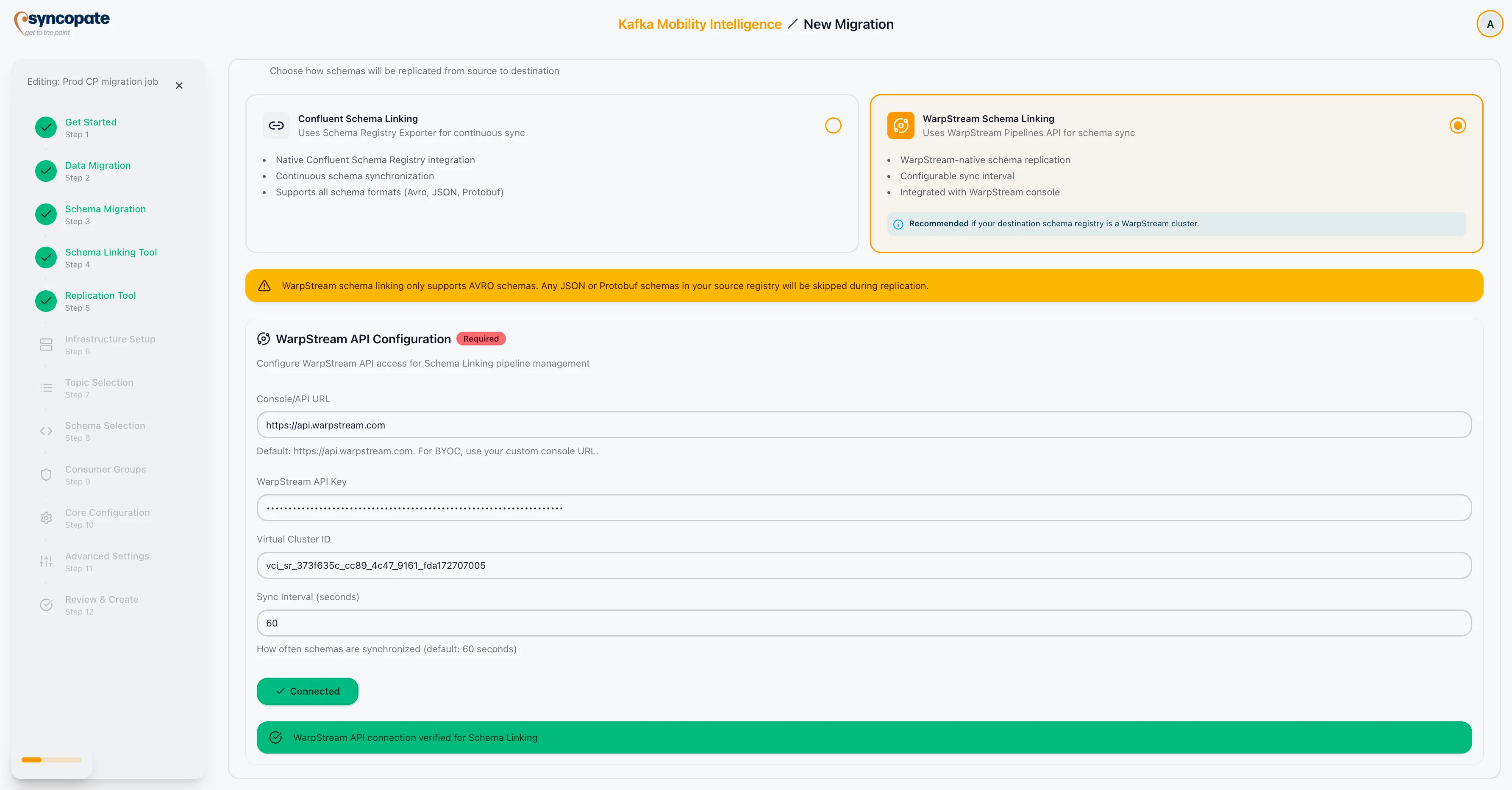 WarpStream Schema Linking configuration