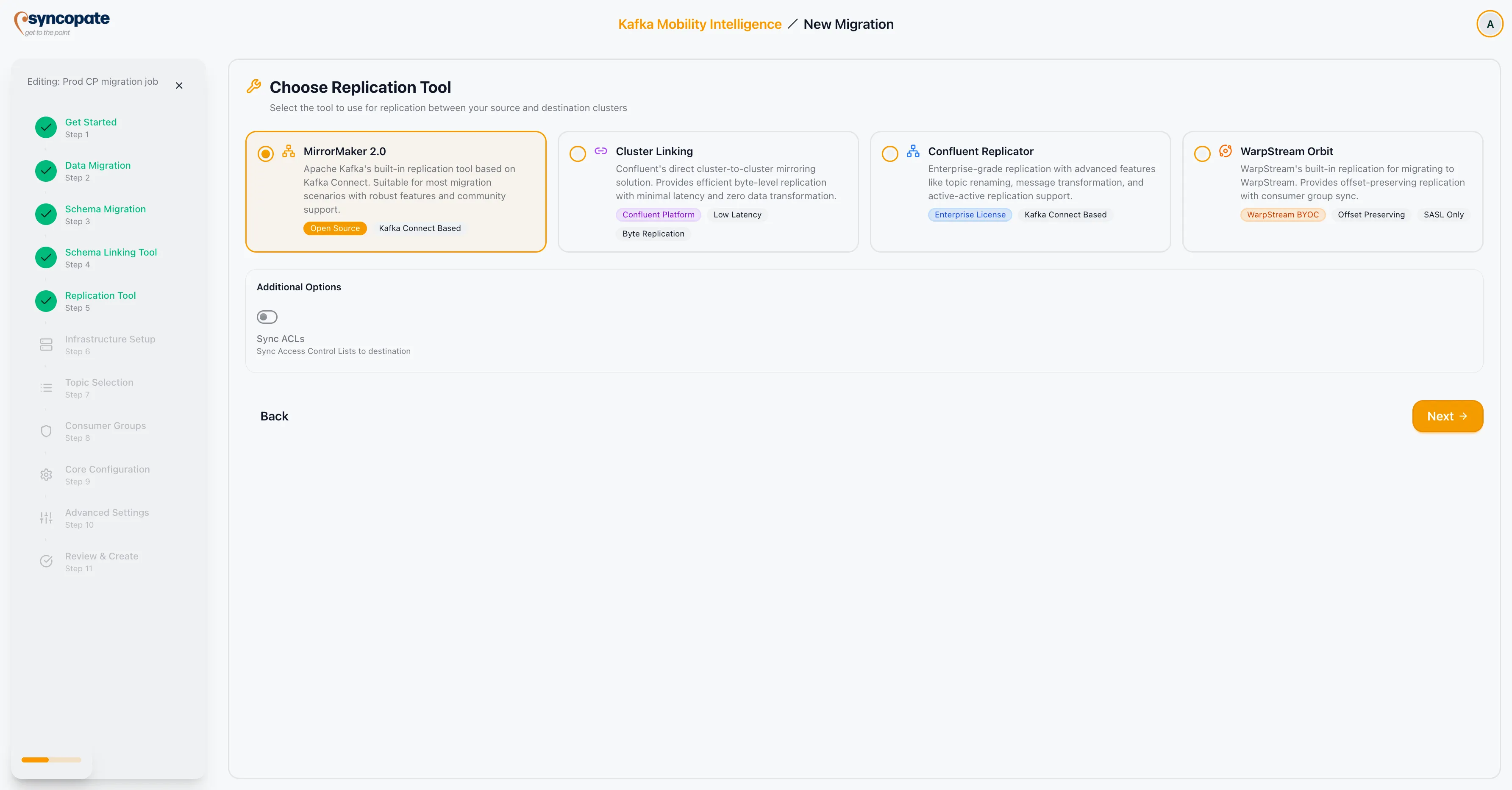 Replication tool selection