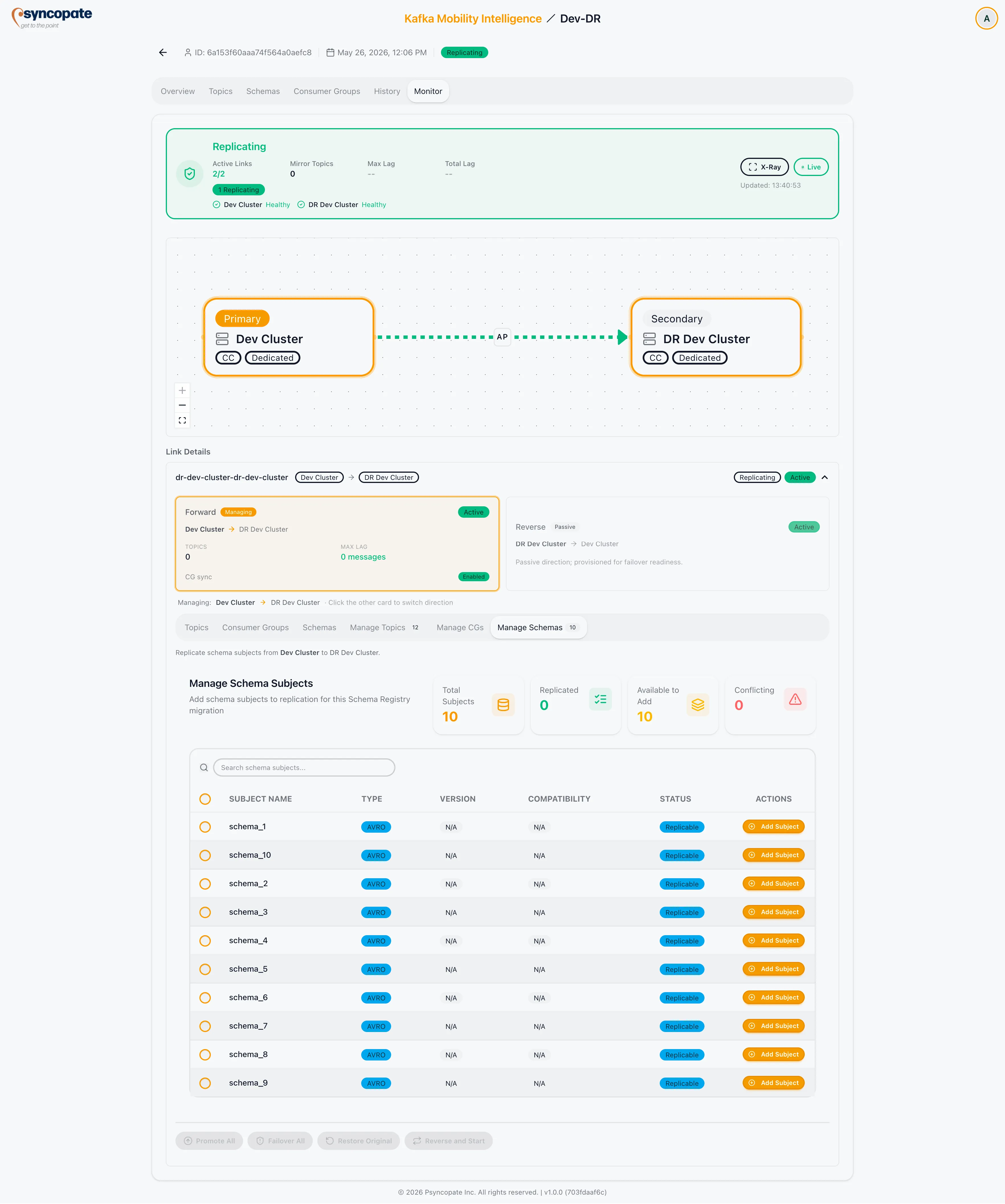 Add schema subjects dialog