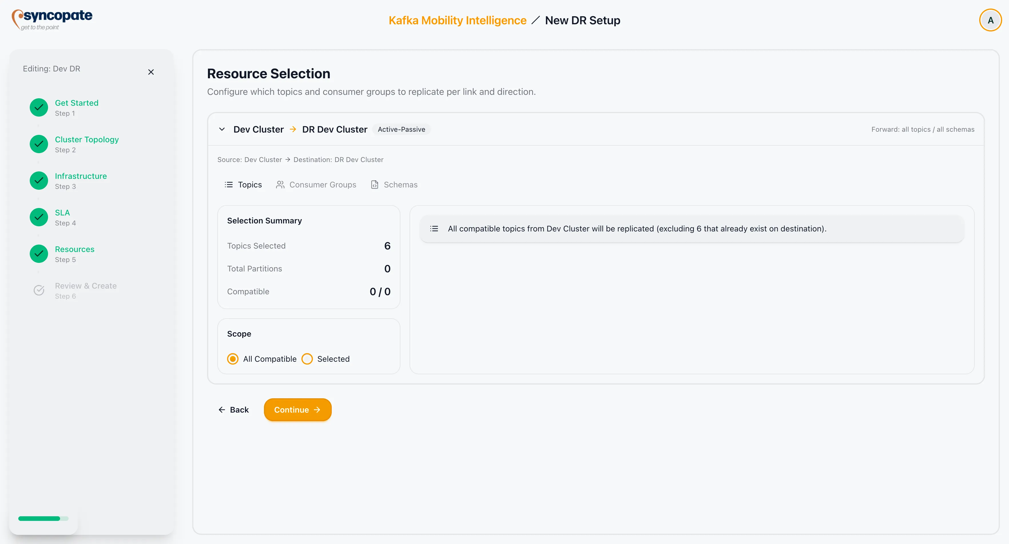 Resource selection interface showing topic scope options
